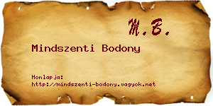 Mindszenti Bodony névjegykártya